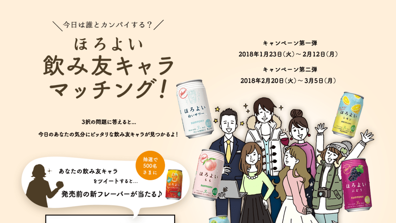 飲み友キャラマッチング ほろよい サントリー